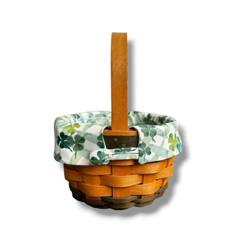 Longaberger Vintage 2001 Lucky You Shamrock Basket w/ Liner & Protector